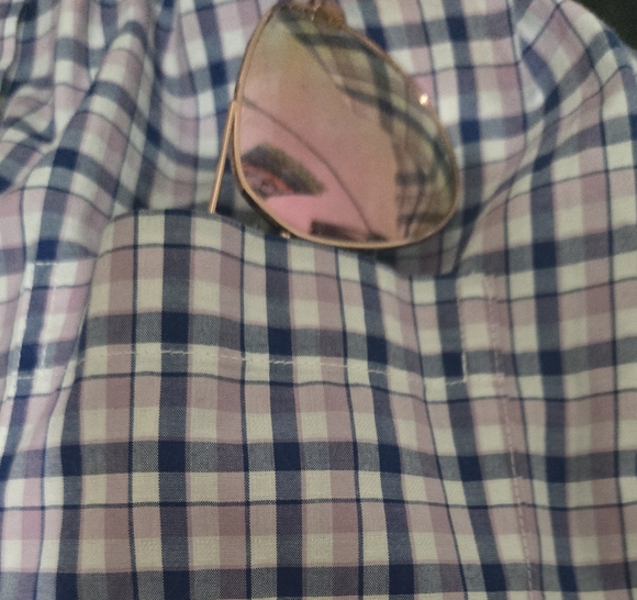 JOHNSTON & MURPHY ENGLAND Plaid Shirt - M With Pocket 15 1/2 NECK 31 32 SLEEVE - Picture 4 of 5